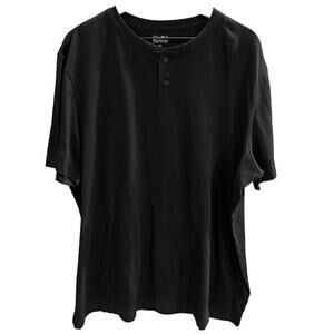 Mens Henley Sleep Lounge Top XL Black Gray Short Sleeve‎ Croft Barrow Blend Tee